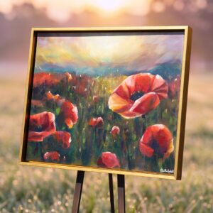 Sunset Poppy Field Impressionist Canvas Art