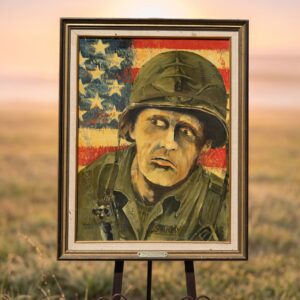Vintage Soldier Portrait Painting – Patriotic Wall Art Canvas